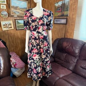Vintage Floral Boho Cottagecore Dress